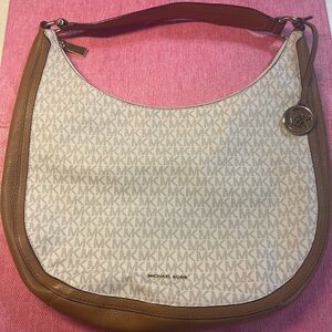 Michael Kors Tan and Cream Hobo Bag